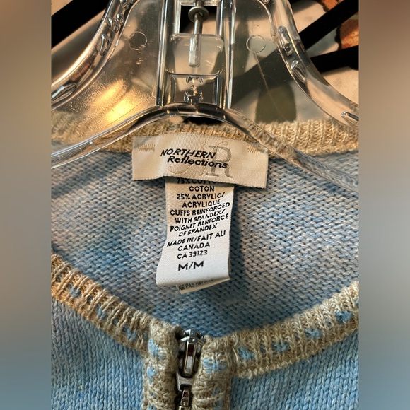 Light Blue and Tan zipper sweater - Picture 2 of 2